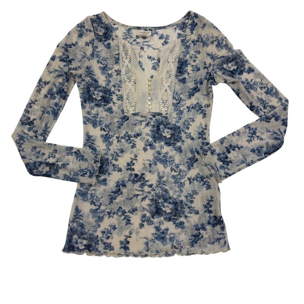 Denim & Supply Boho Romantic Cottage Y2K Lace Long Sleeve Top Women's Size M
